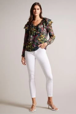 Ted Baker Amell Black Frilled V-Neck Long Sleeved Blouse 9 Ted Baker Amell Black Frilled V-Neck Long Sleeved Blouse -Ted Baker Shop A59332s3