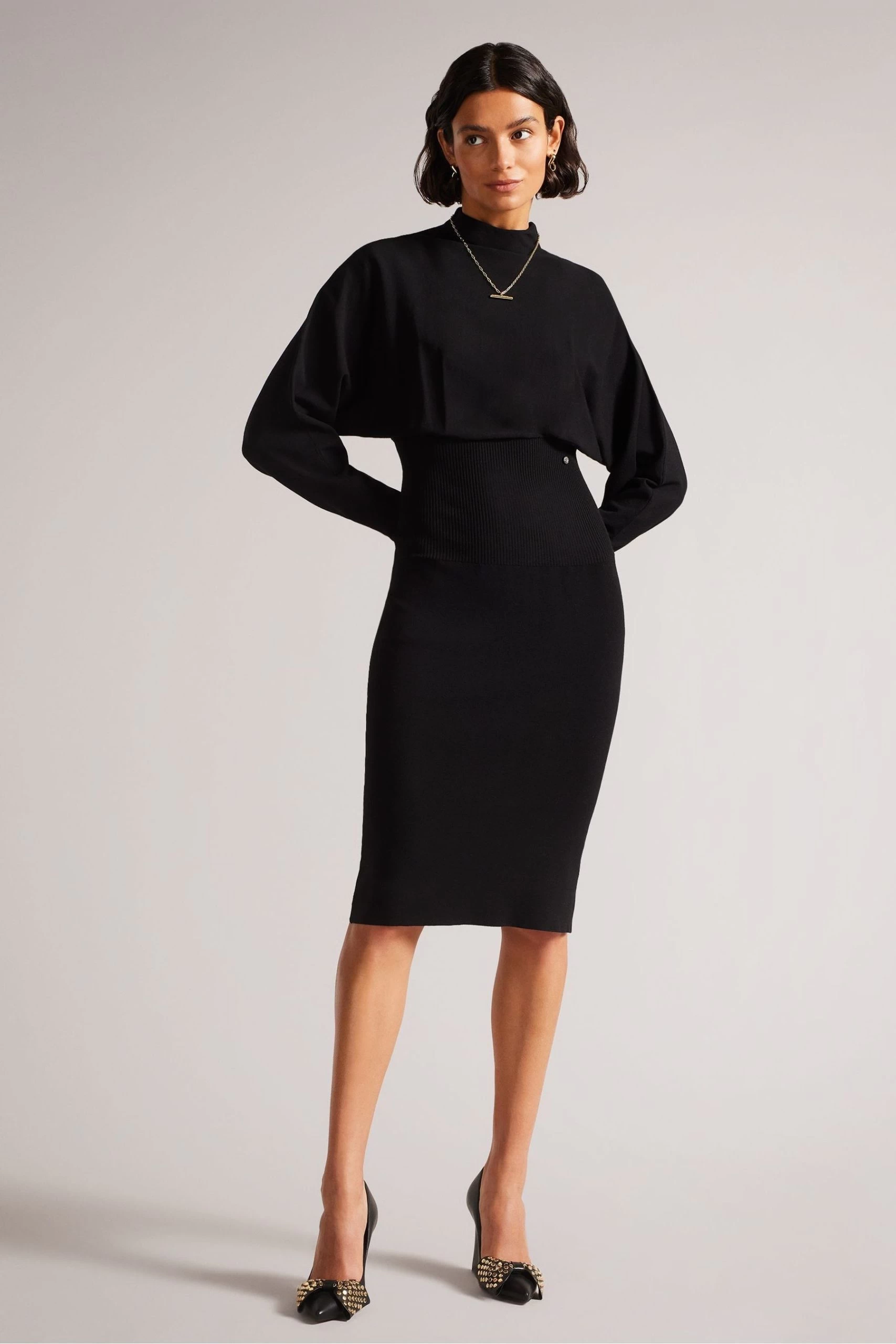 Ted Baker Alice Cocoon Black Midi Dress 4 Ted Baker Alice Cocoon Black Midi Dress - Image 2