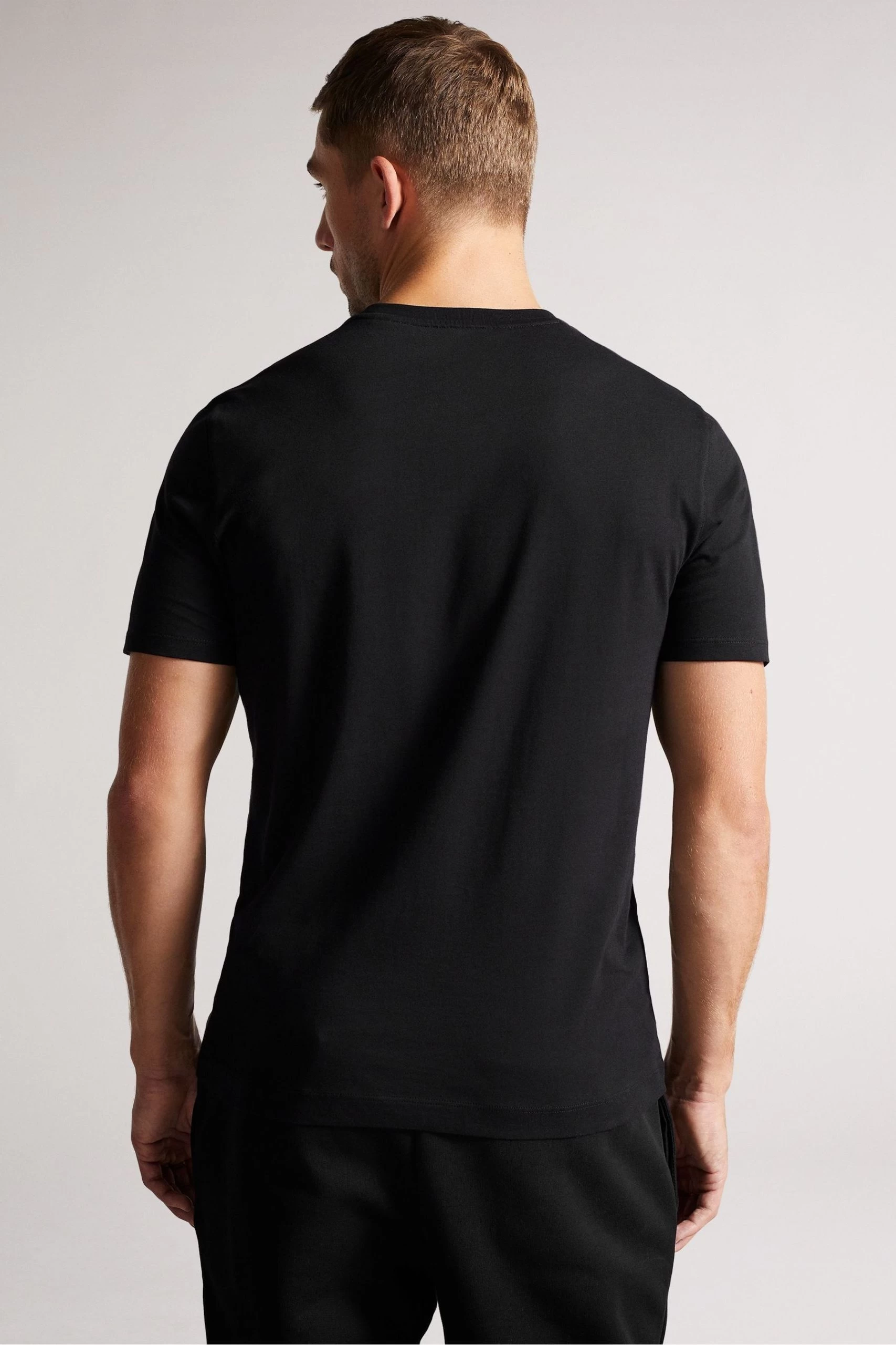 Ted Baker Hawking Black Plain T-Shirt 4 Ted Baker Hawking Black Plain T-Shirt - Image 2