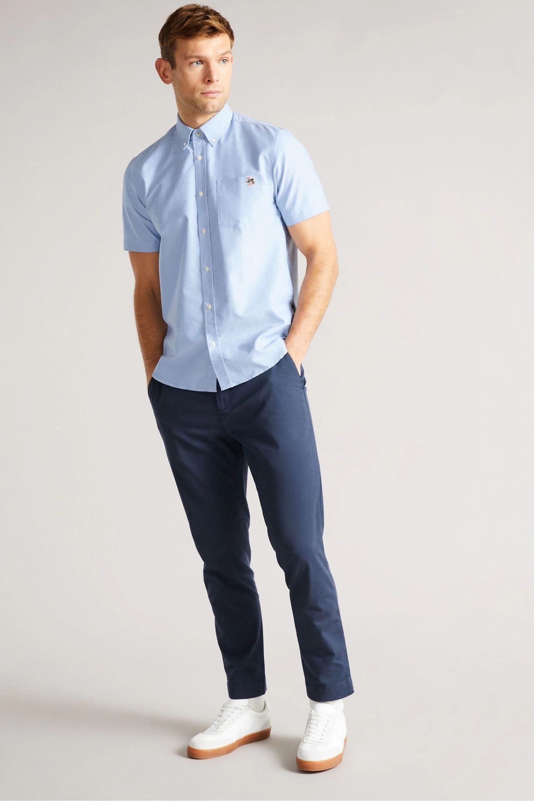 Ted Baker Capsho Blue Short Sleeve Oxford Shirt 5 Ted Baker Capsho Blue Short Sleeve Oxford Shirt - Image 3