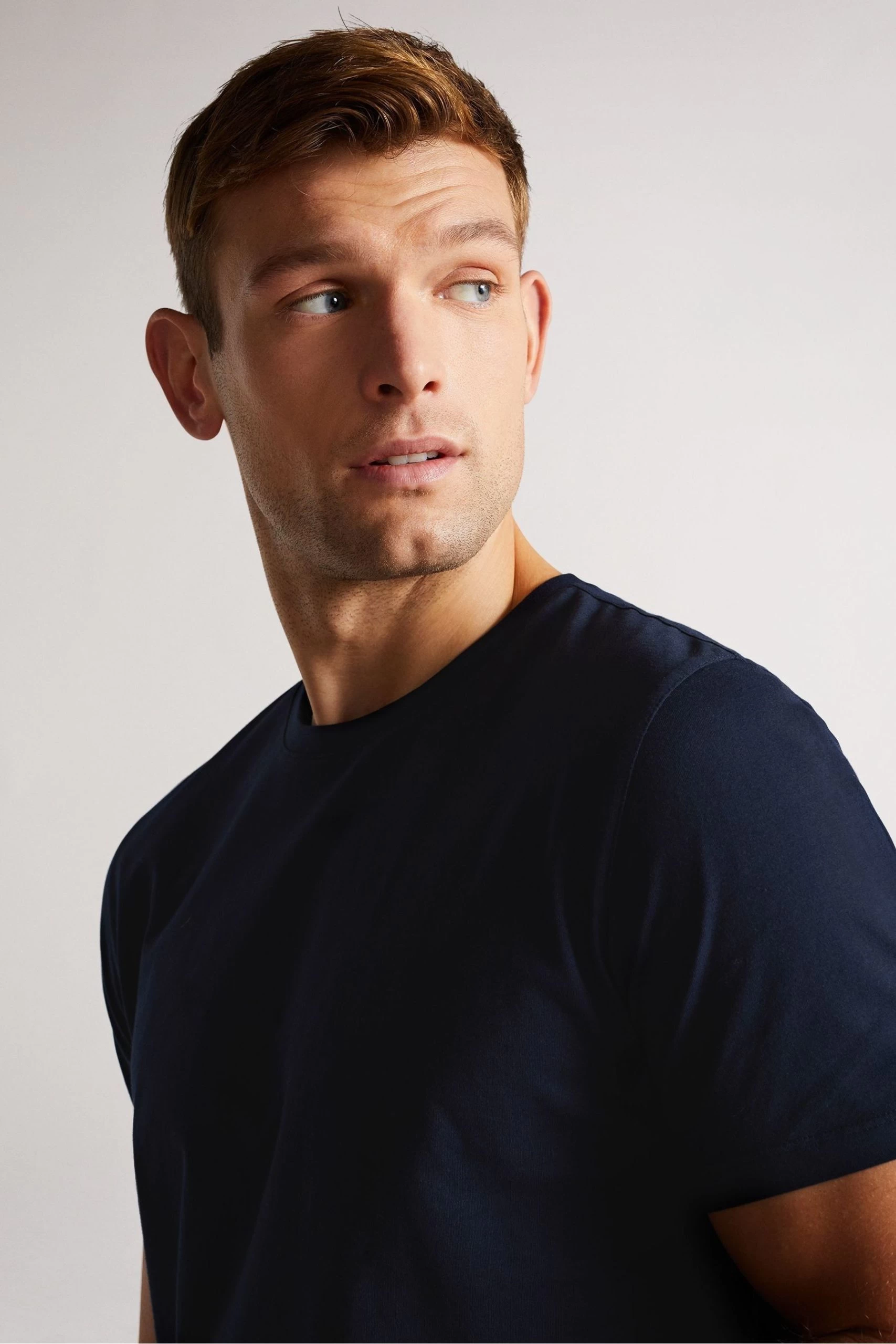 Ted Baker Hawking Navy Blue Plain T-Shirt 7 Ted Baker Hawking Navy Blue Plain T-Shirt - Image 5