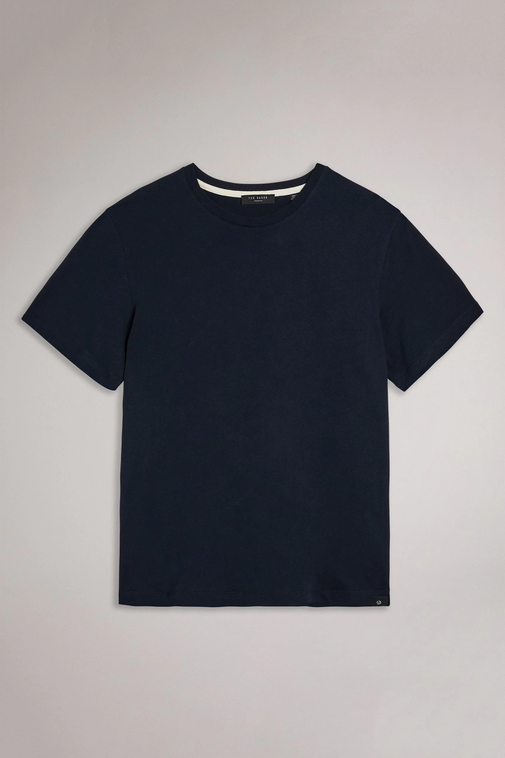 Ted Baker Hawking Navy Blue Plain T-Shirt 8 Ted Baker Hawking Navy Blue Plain T-Shirt - Image 6