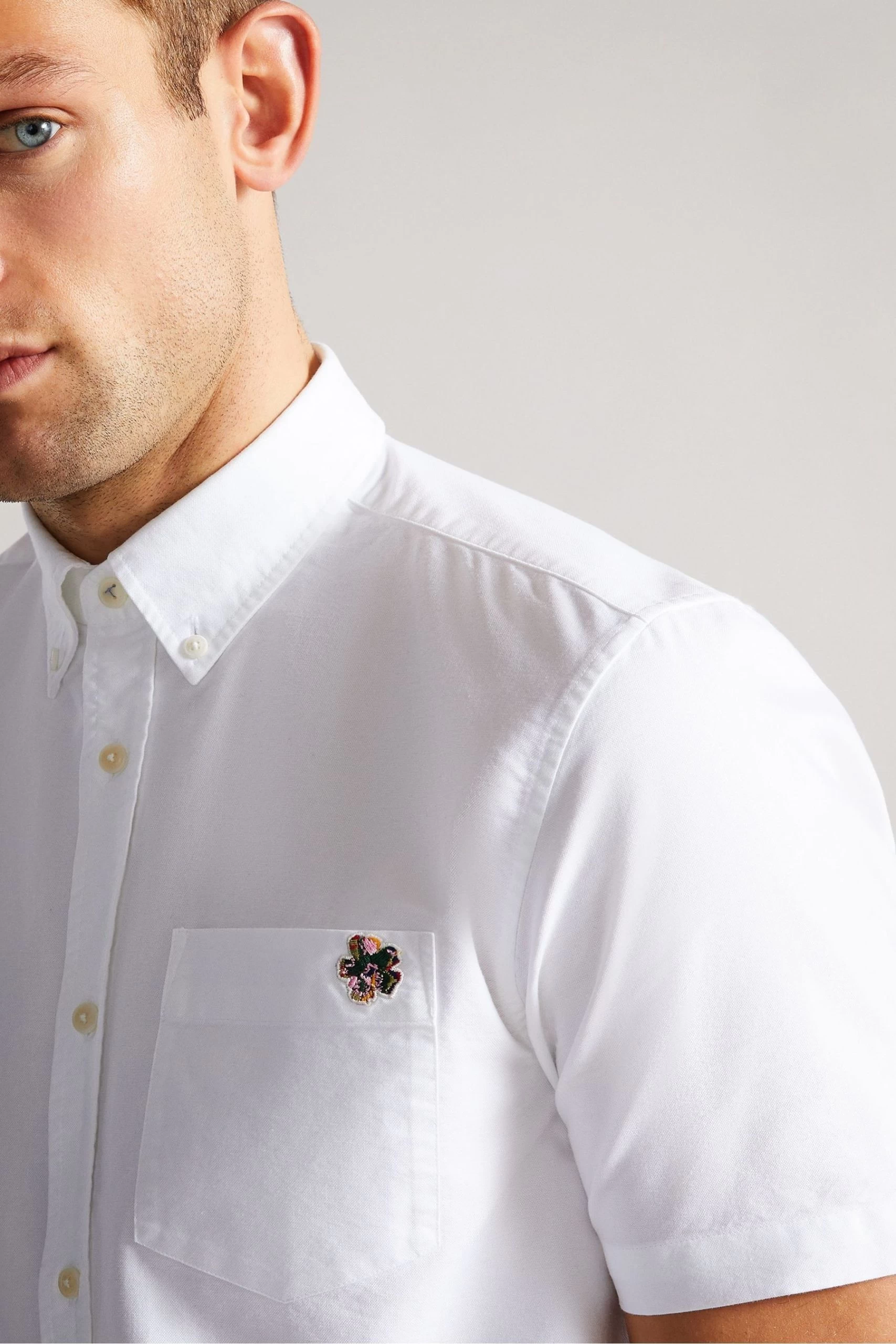 Ted Baker Ditton White Short Sleeve Oxford Shirt 6 Ted Baker Ditton White Short Sleeve Oxford Shirt - Image 4