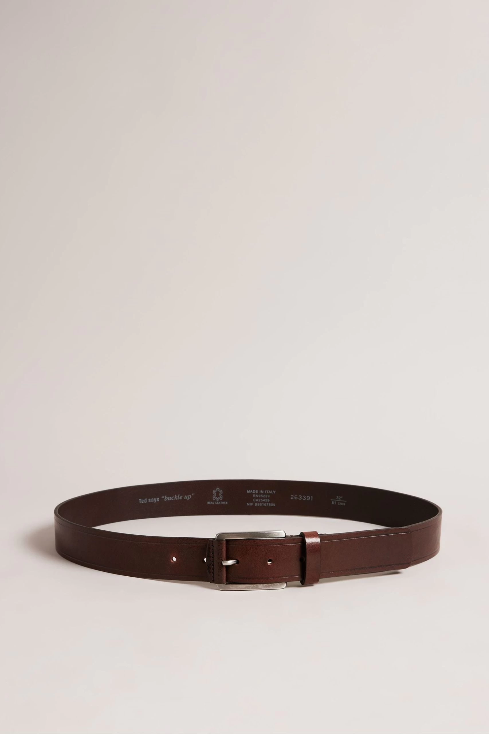 Ted Baker Brown Lined Embossed Leather Belt 3 Ted Baker Brown Lined Embossed Leather Belt