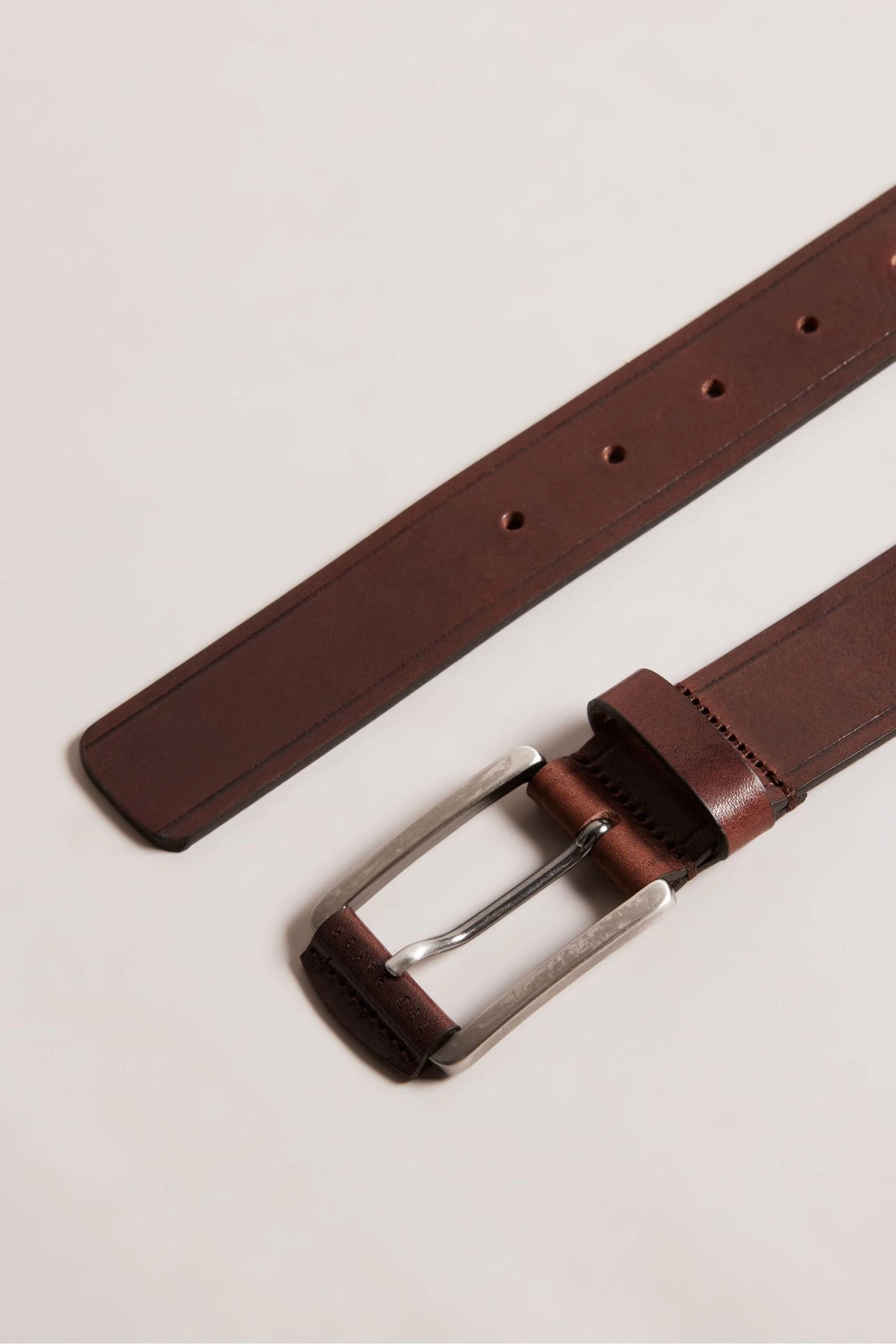 Ted Baker Brown Lined Embossed Leather Belt 4 Ted Baker Brown Lined Embossed Leather Belt - Image 2