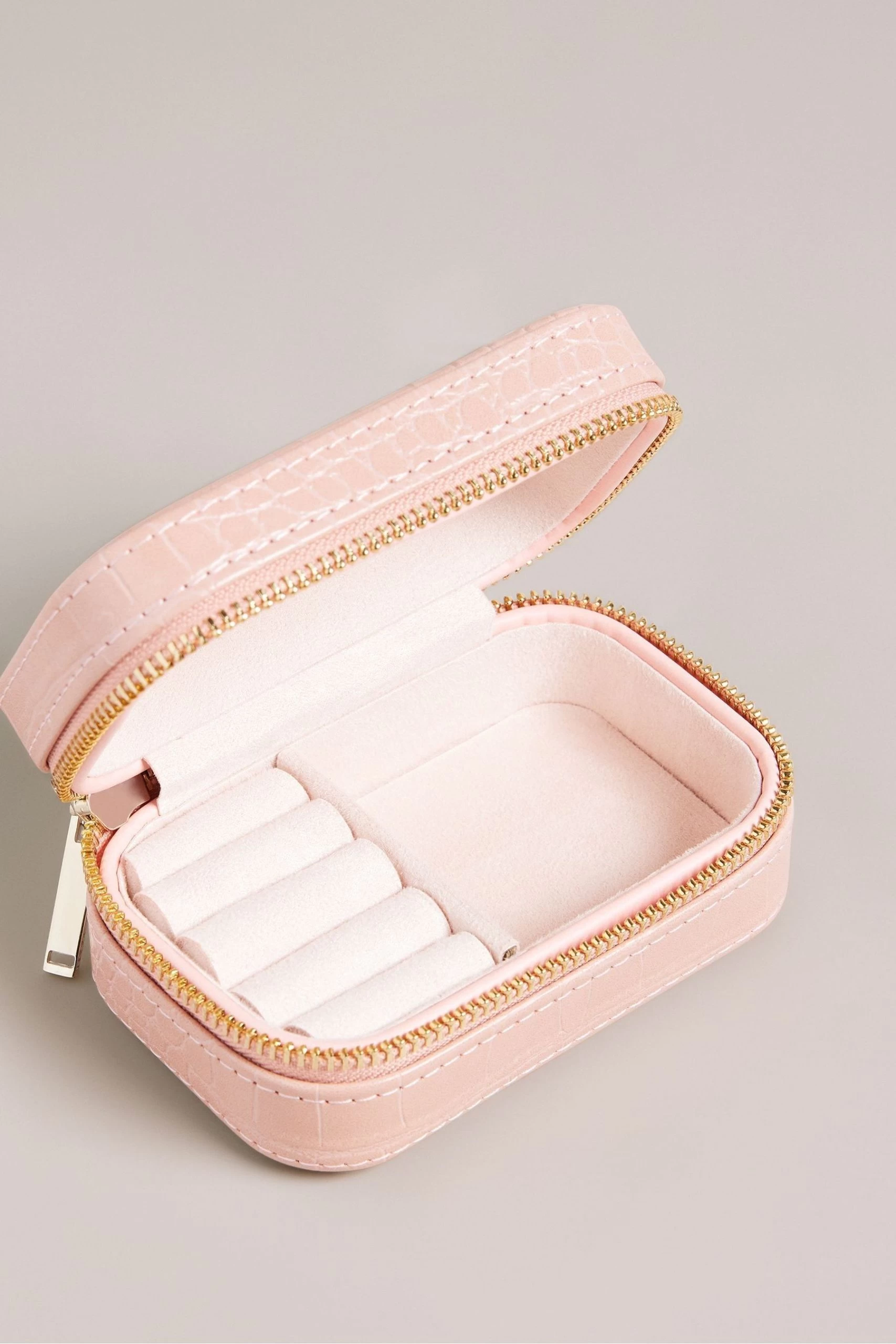 Ted Baker Pink Ivee Imitation Croc Effect Mini Jewellery Case 5 Ted Baker Pink Ivee Imitation Croc Effect Mini Jewellery Case - Image 3