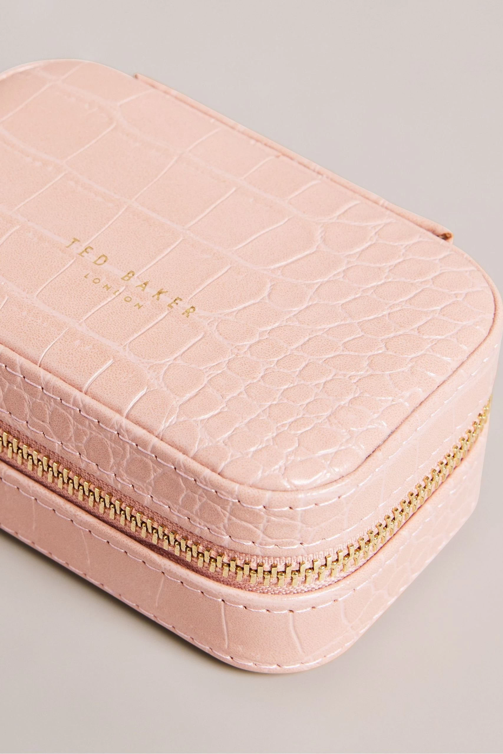 Ted Baker Pink Ivee Imitation Croc Effect Mini Jewellery Case 6 Ted Baker Pink Ivee Imitation Croc Effect Mini Jewellery Case - Image 4