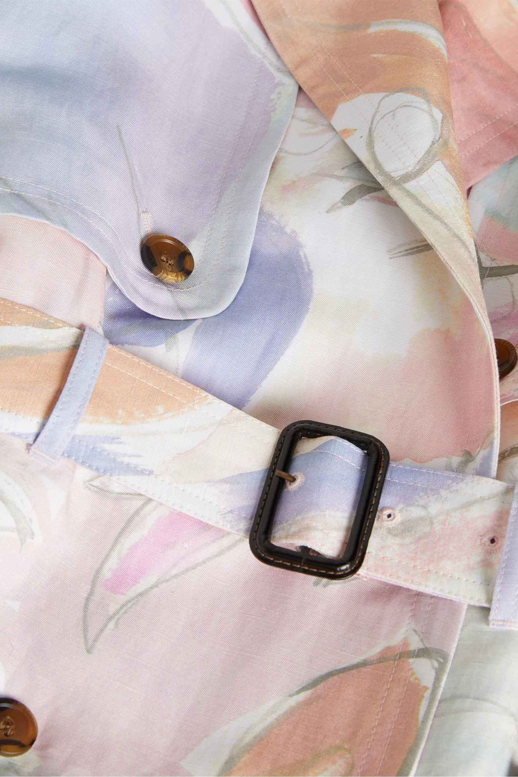 Ted Baker Cream Myiah Printed Linen Trench Coat 7 Ted Baker Cream Myiah Printed Linen Trench Coat - Image 5