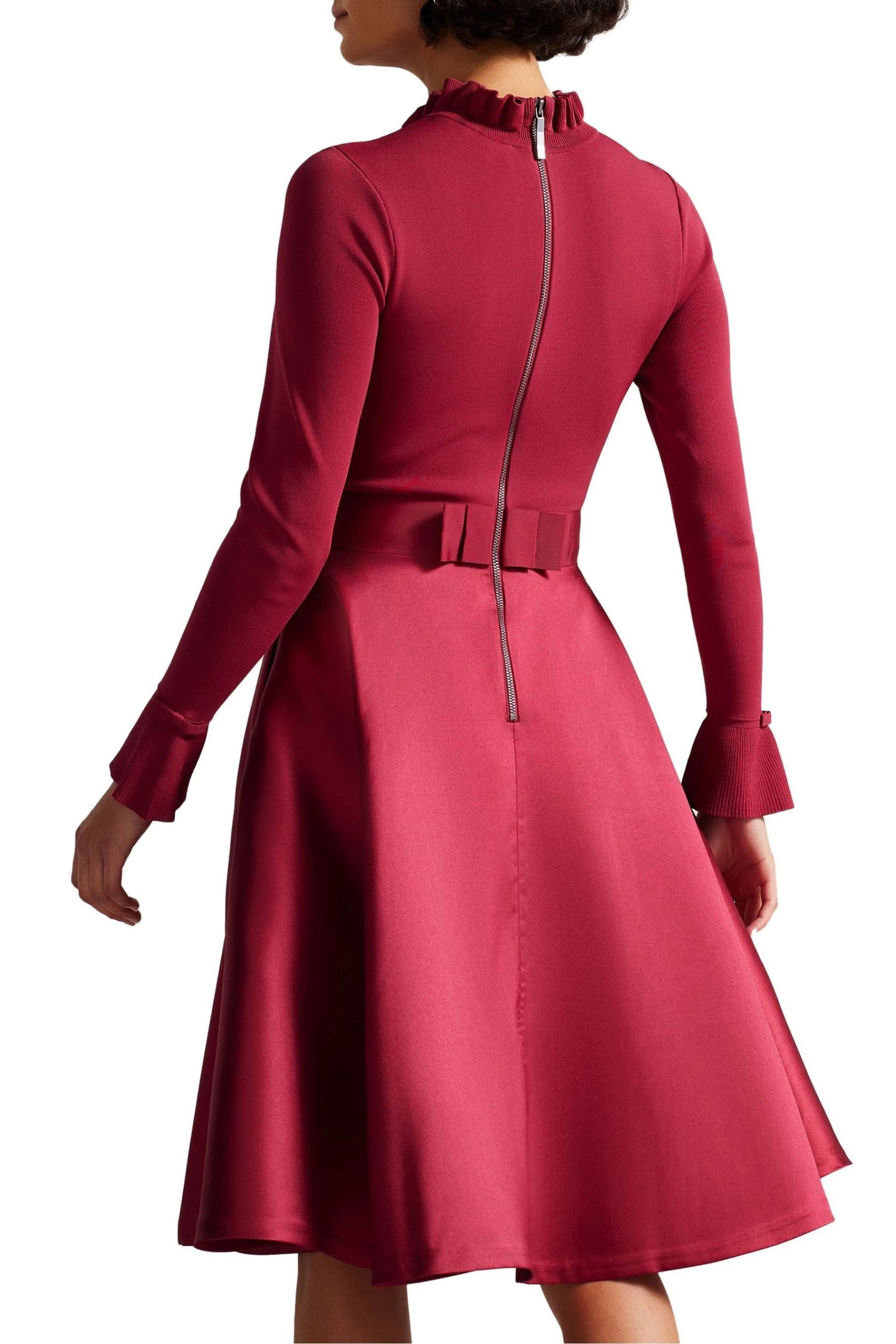 Ted Baker Red Zadi Knitted Frill Full Skirt Dress 4 Ted Baker Red Zadi Knitted Frill Full Skirt Dress - Image 2