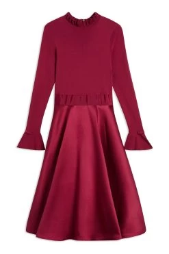 Ted Baker Red Zadi Knitted Frill Full Skirt Dress 9 Ted Baker Red Zadi Knitted Frill Full Skirt Dress -Ted Baker Shop C18291s4