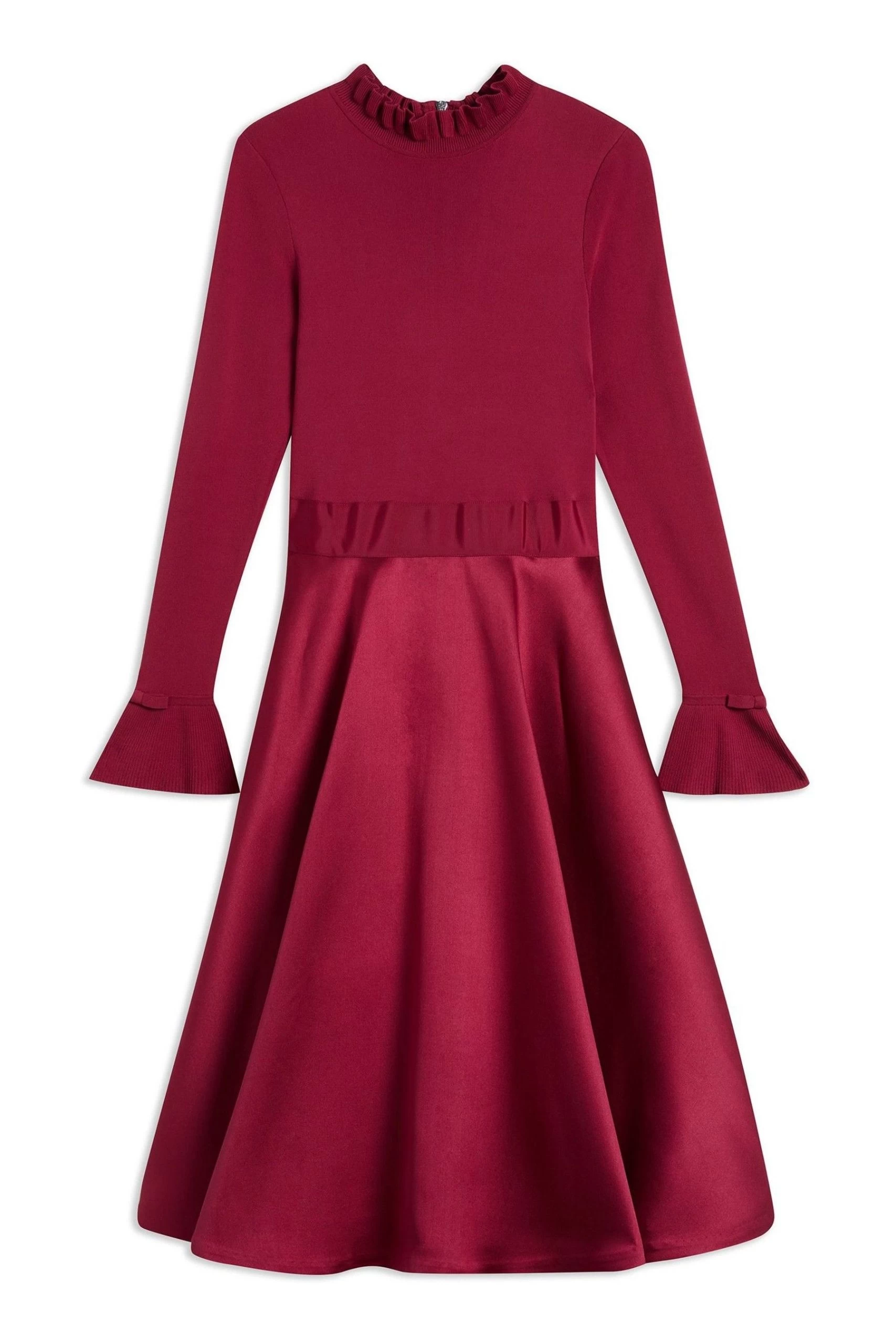 Ted Baker Red Zadi Knitted Frill Full Skirt Dress 6 Ted Baker Red Zadi Knitted Frill Full Skirt Dress - Image 4