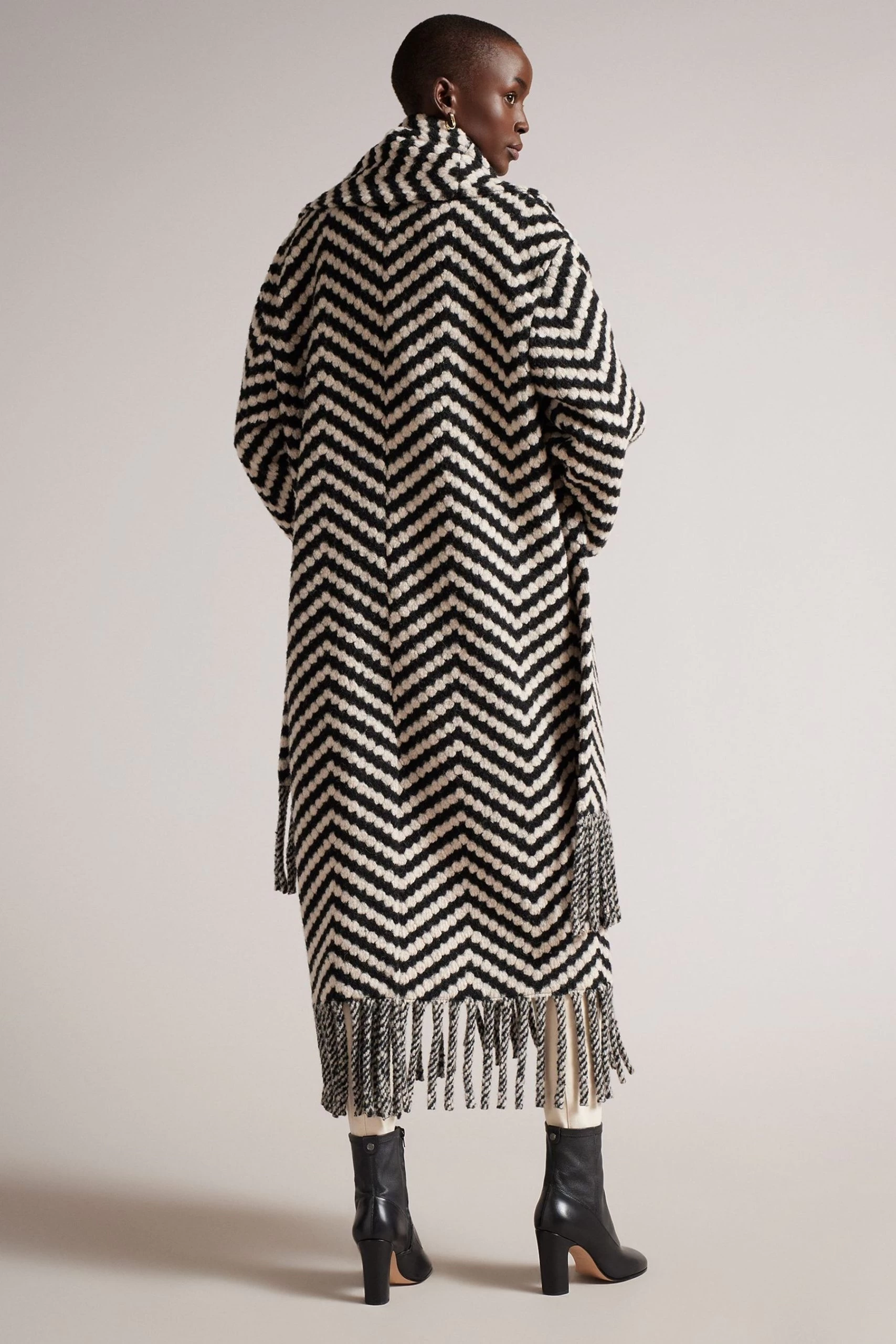 Ted Baker Oversized Jilliya Black Twill Knit Scarf Coat 4 Ted Baker Oversized Jilliya Black Twill Knit Scarf Coat - Image 2