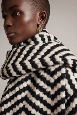 Ted Baker Oversized Jilliya Black Twill Knit Scarf Coat 12 Ted Baker Oversized Jilliya Black Twill Knit Scarf Coat -Ted Baker Shop C18914s4