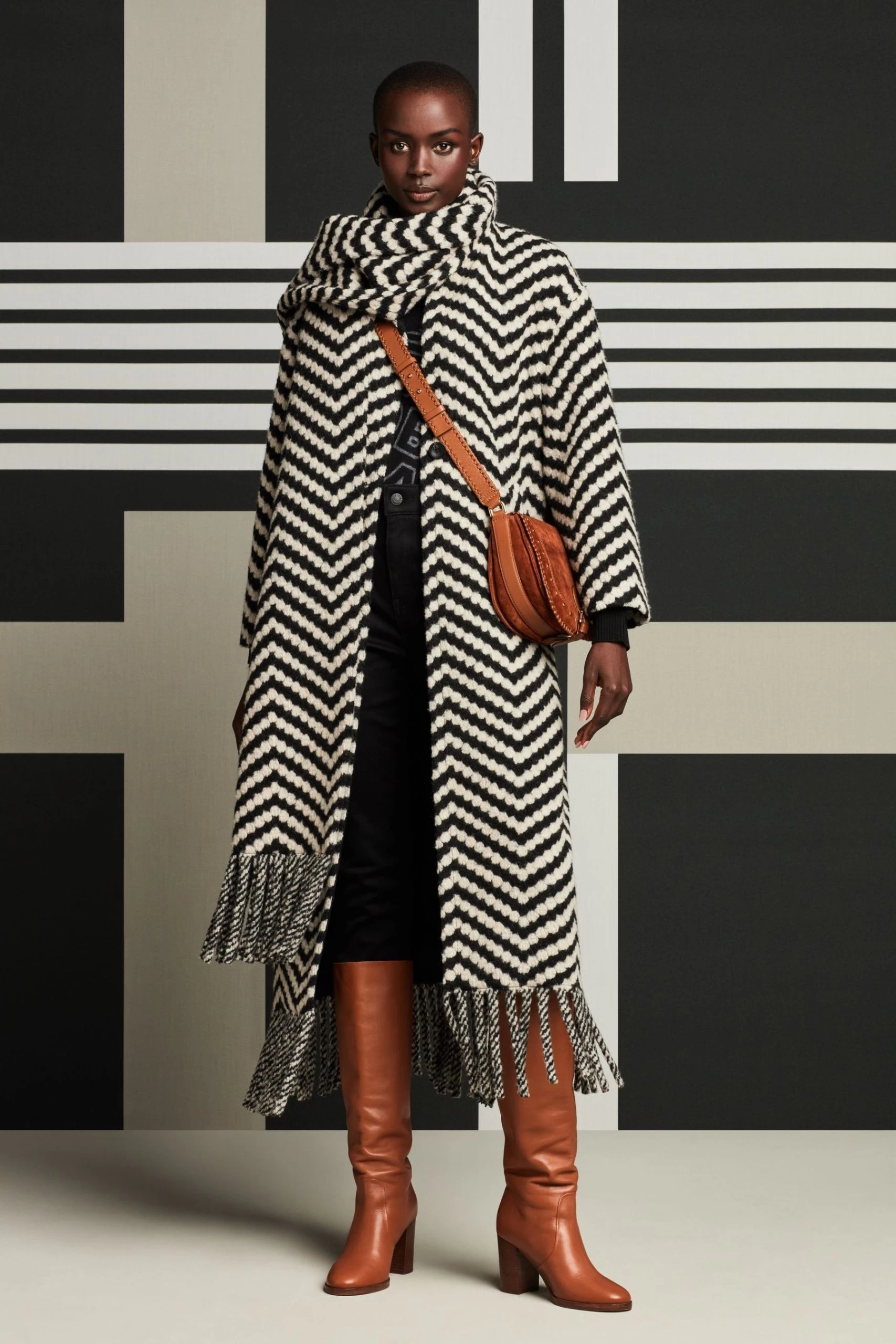 Ted Baker Oversized Jilliya Black Twill Knit Scarf Coat 8 Ted Baker Oversized Jilliya Black Twill Knit Scarf Coat - Image 6