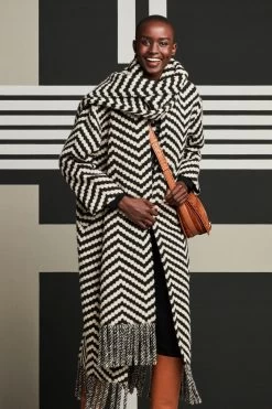 Ted Baker Oversized Jilliya Black Twill Knit Scarf Coat 15 Ted Baker Oversized Jilliya Black Twill Knit Scarf Coat -Ted Baker Shop C18914s7