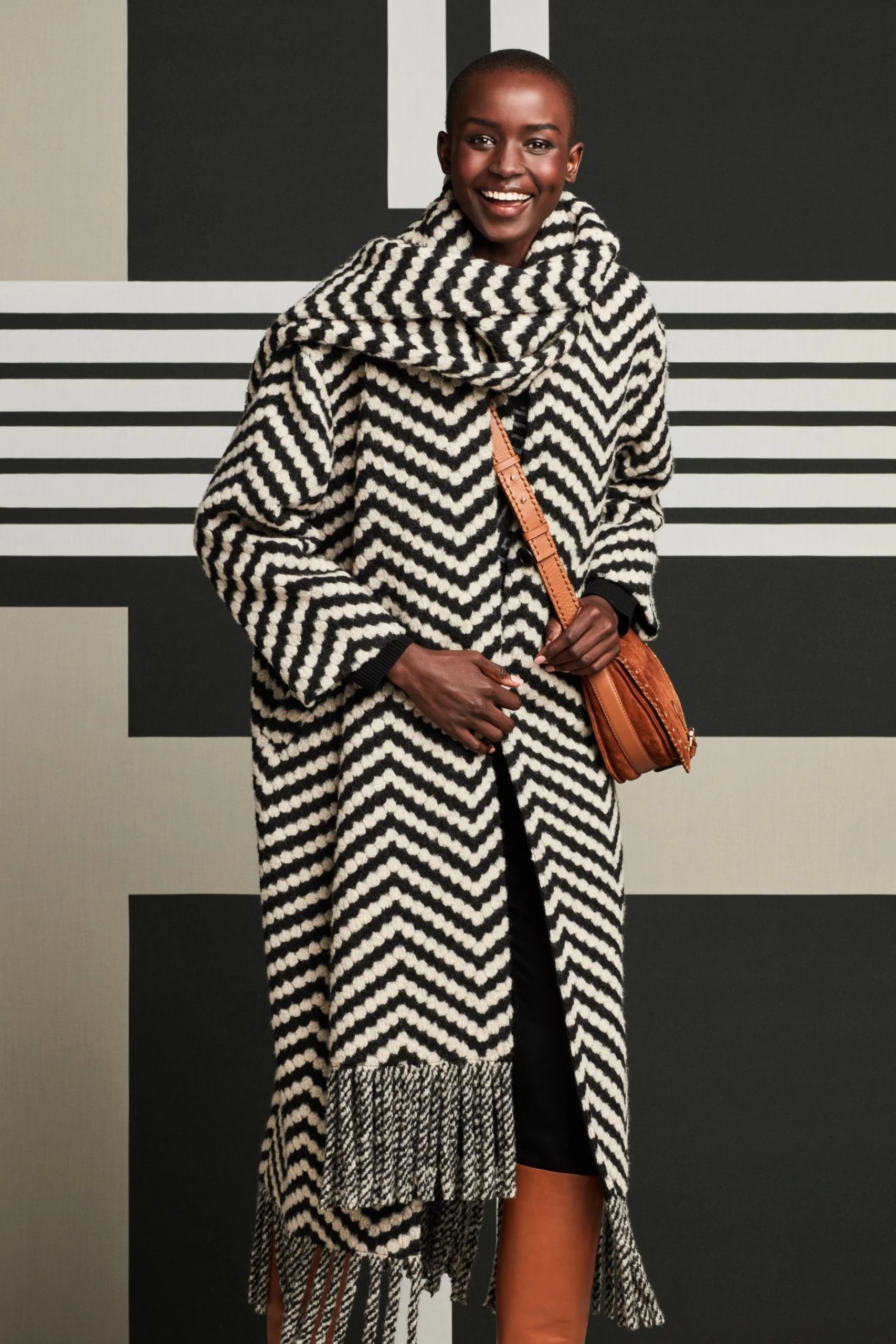 Ted Baker Oversized Jilliya Black Twill Knit Scarf Coat 9 Ted Baker Oversized Jilliya Black Twill Knit Scarf Coat - Image 7