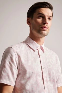 Ted Baker Pink Flaisby Short Sleeved Linen Blend Floral Print Shirt 10 Ted Baker Pink Flaisby Short Sleeved Linen Blend Floral Print Shirt -Ted Baker Shop C19941s4