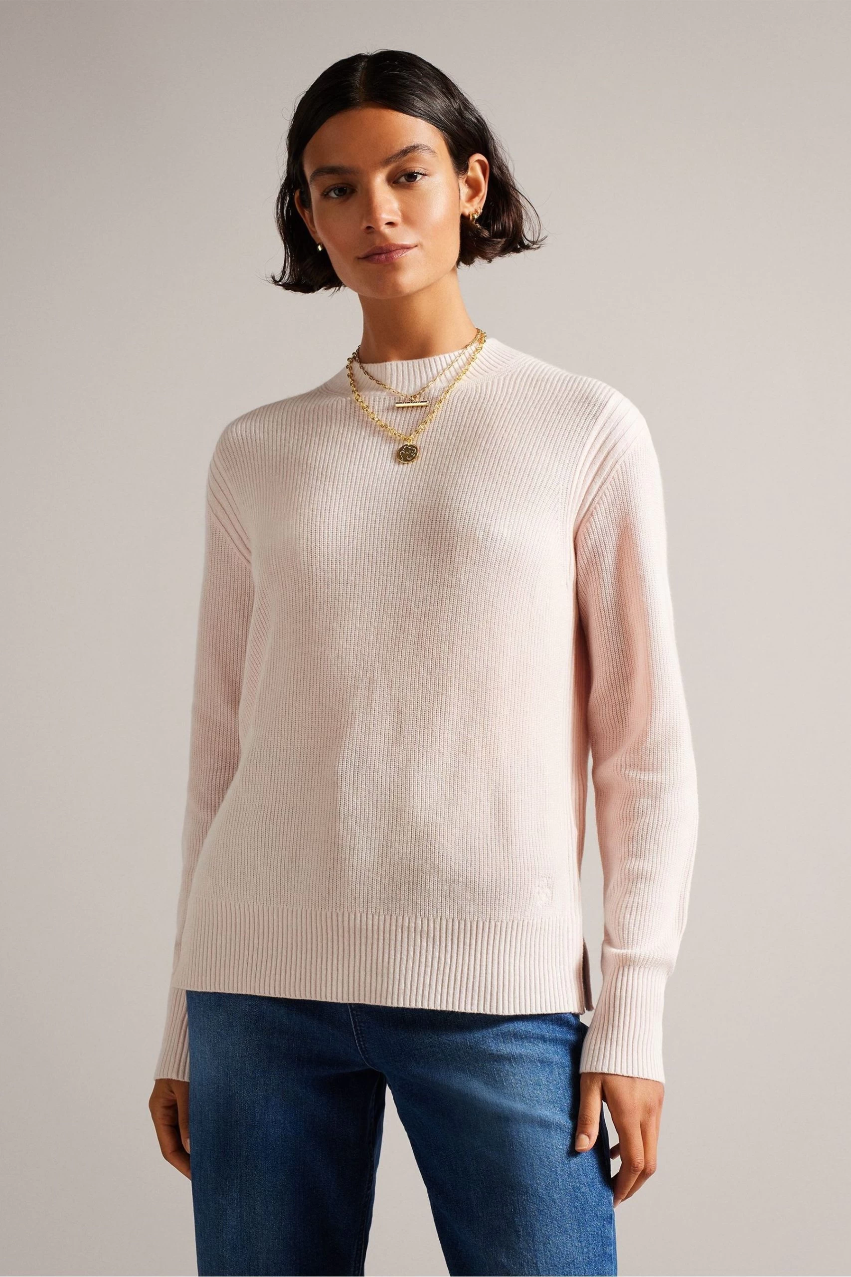Ted Baker Pink Rashell Cashmere Blend Crew Neck Sweater 3 Ted Baker Pink Rashell Cashmere Blend Crew Neck Sweater