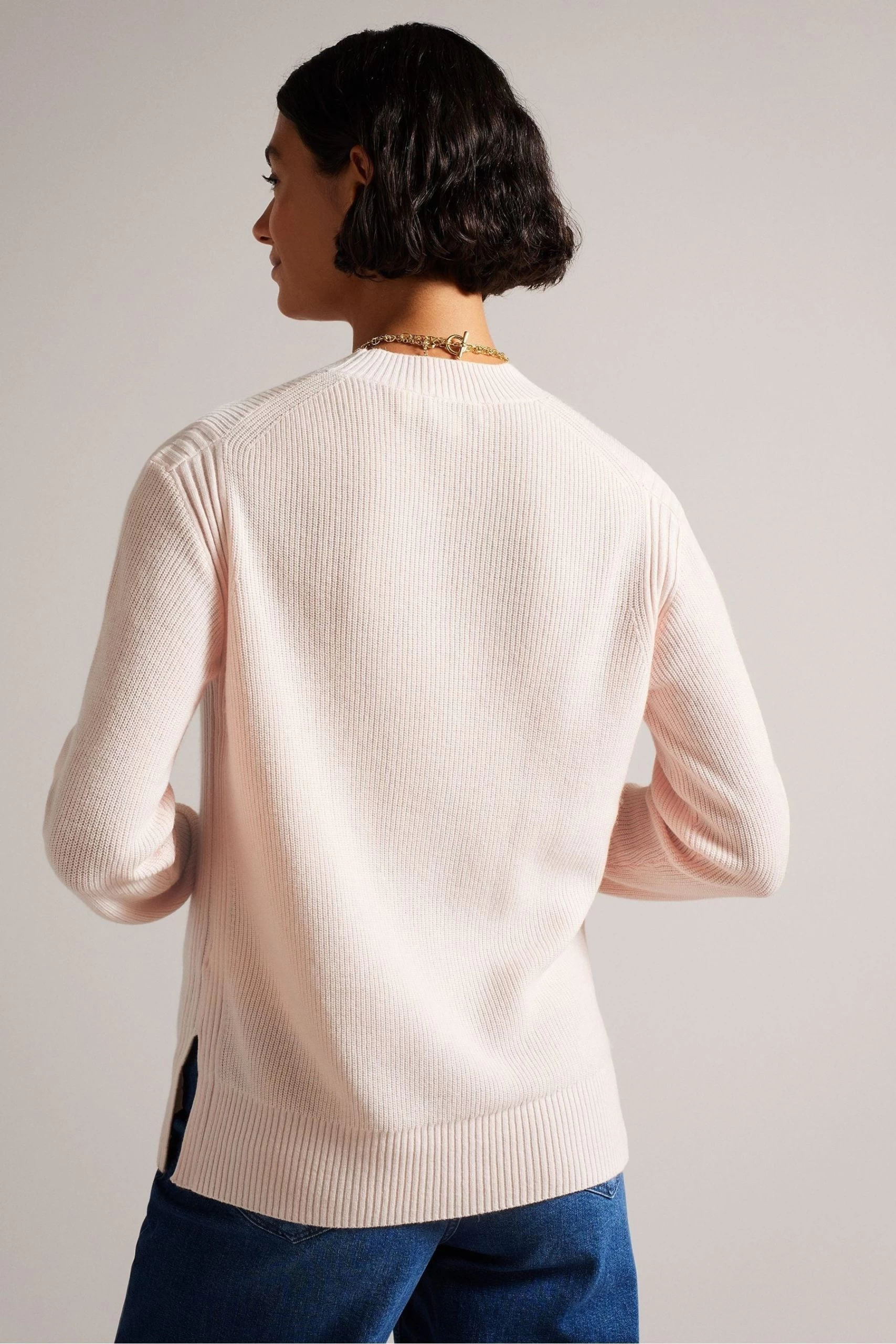 Ted Baker Pink Rashell Cashmere Blend Crew Neck Sweater 4 Ted Baker Pink Rashell Cashmere Blend Crew Neck Sweater - Image 2