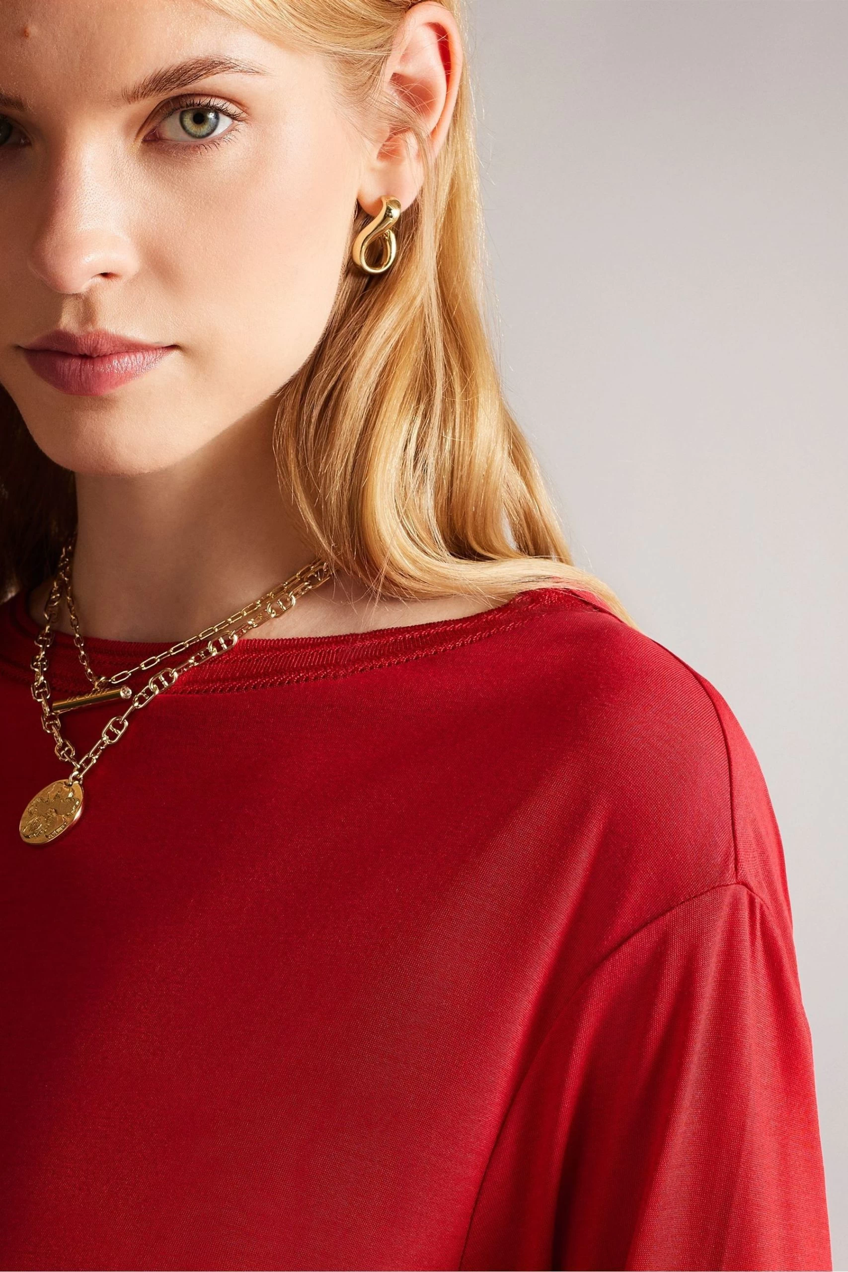 Ted Baker Red Summyr Slash Neck Top 6 Ted Baker Red Summyr Slash Neck Top - Image 4