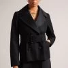 Ted Baker Oversized Hadleya Collar Belted Pea Black Coat 1 Ted Baker Oversized Hadleya Collar Belted Pea Black Coat -Ted Baker Shop C32413s
