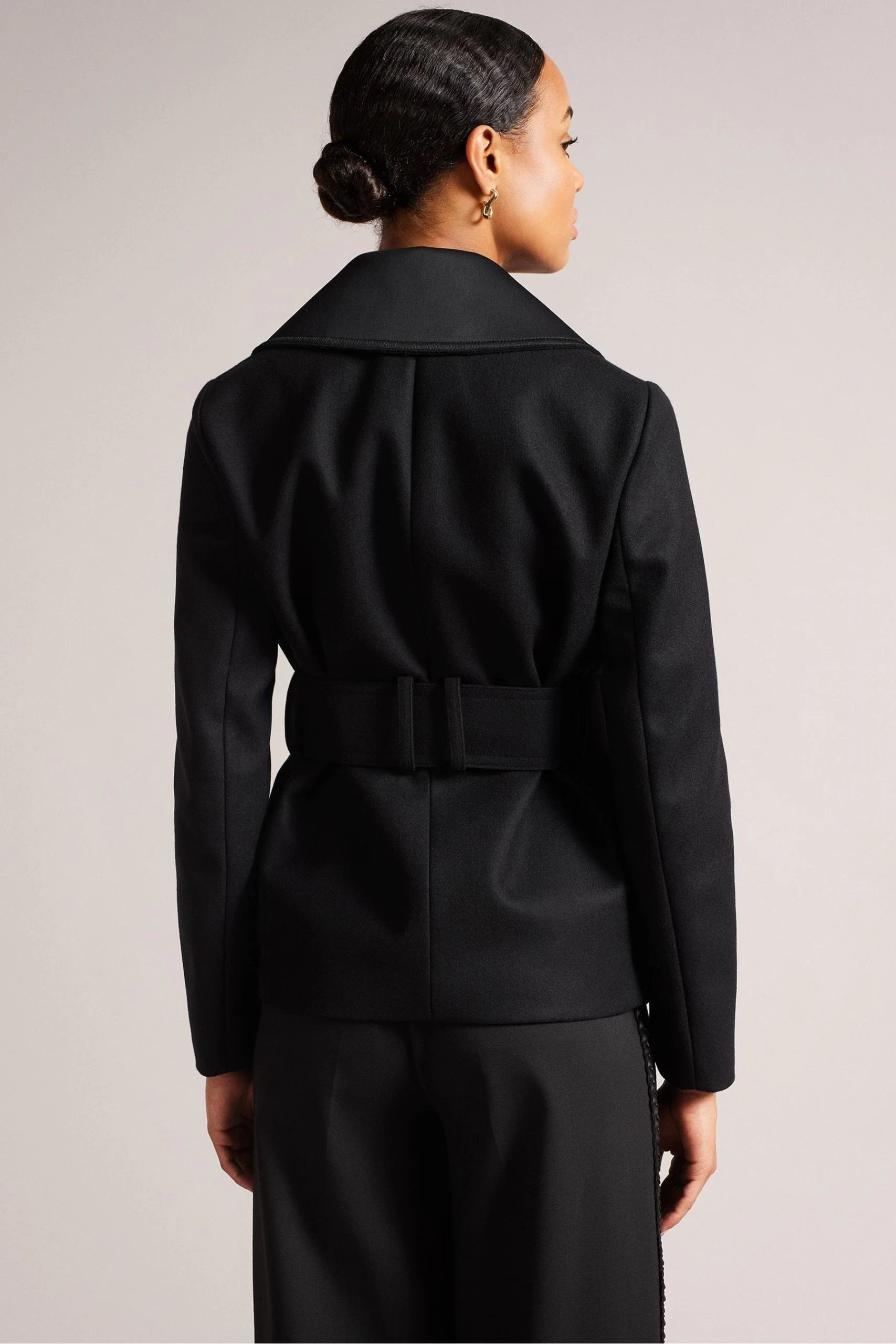 Ted Baker Oversized Hadleya Collar Belted Pea Black Coat 4 Ted Baker Oversized Hadleya Collar Belted Pea Black Coat - Image 2