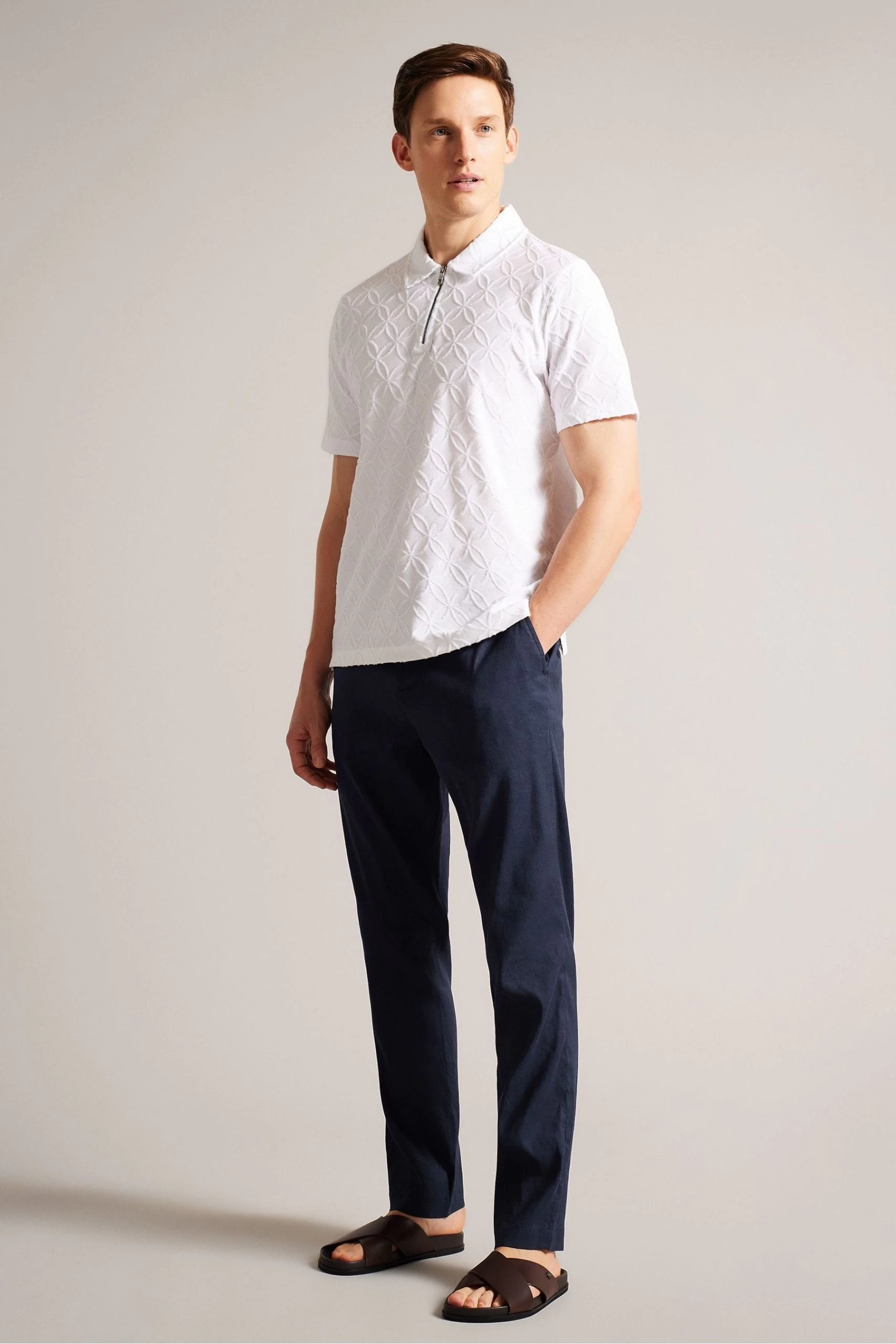 Ted Baker Blue Kimmel Linen Blend Half Elasticated Trousers 5 Ted Baker Blue Kimmel Linen Blend Half Elasticated Trousers - Image 3