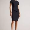 Ted Baker Dark Blue Elynah Asymmetric Peplum Tailored Dress 2 Ted Baker Dark Blue Elynah Asymmetric Peplum Tailored Dress -Ted Baker Shop C53153s