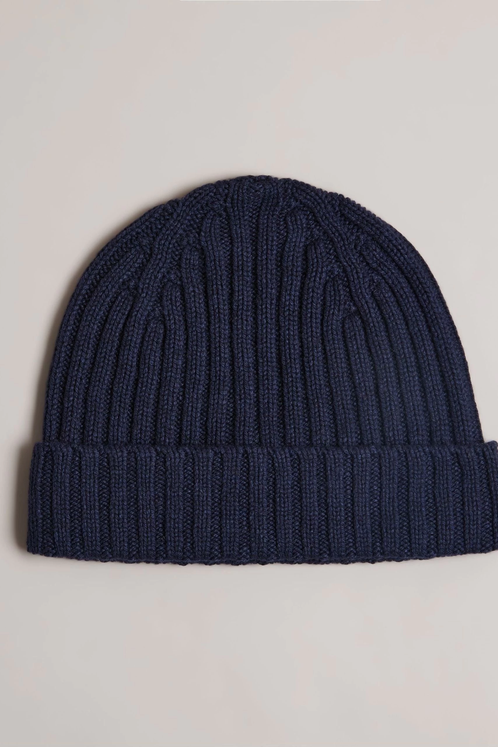 Ted Baker Blue Oakland Rib Beanie Hat 3 Ted Baker Blue Oakland Rib Beanie Hat