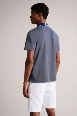 Ted Baker Navy Blue Mini Jacquard Stitch Polo Shirt -Ted Baker Shop C54485s2