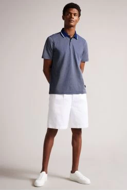 Ted Baker Navy Blue Mini Jacquard Stitch Polo Shirt -Ted Baker Shop C54485s3