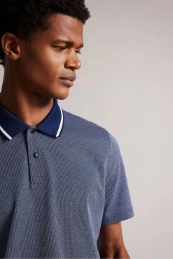 Ted Baker Navy Blue Mini Jacquard Stitch Polo Shirt -Ted Baker Shop C54485s4