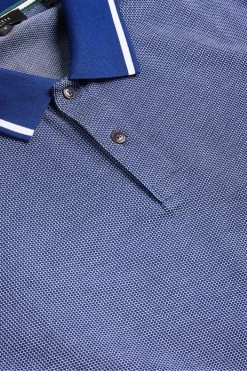 Ted Baker Navy Blue Mini Jacquard Stitch Polo Shirt -Ted Baker Shop C54485s5