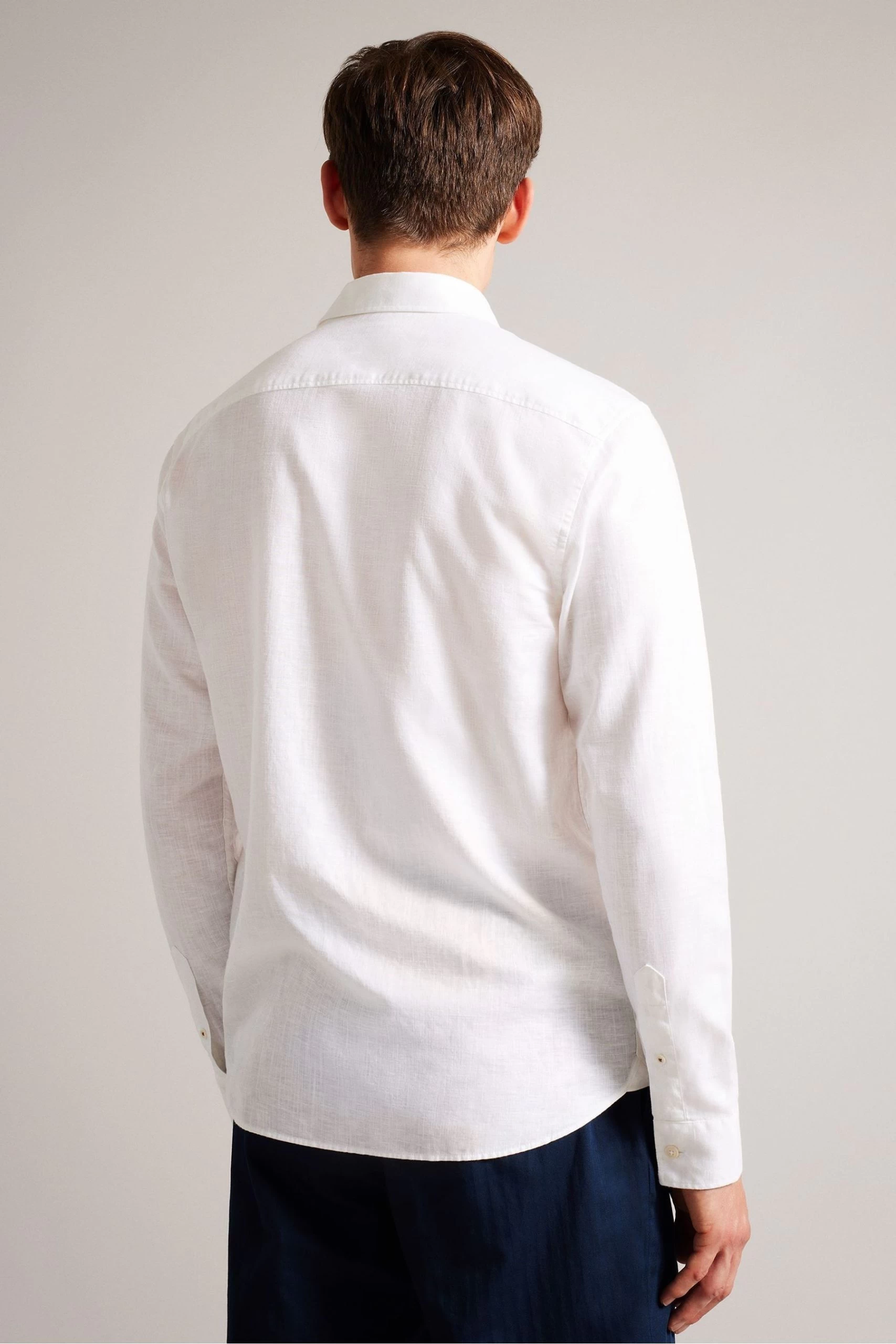 Ted Baker White Kingwel Long Sleeve Linen Shirt 4 Ted Baker White Kingwel Long Sleeve Linen Shirt - Image 2