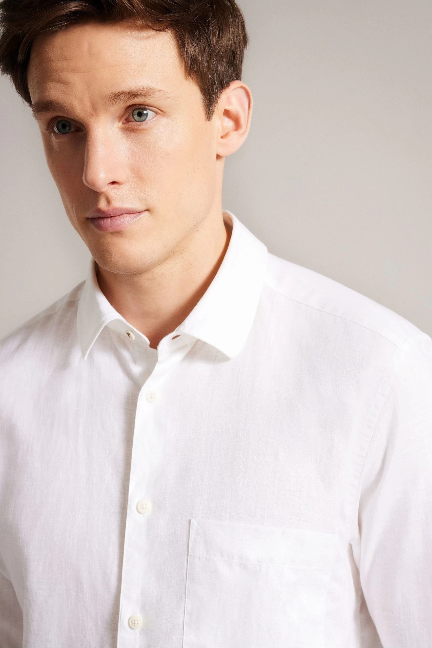 Ted Baker White Kingwel Long Sleeve Linen Shirt 6 Ted Baker White Kingwel Long Sleeve Linen Shirt - Image 4