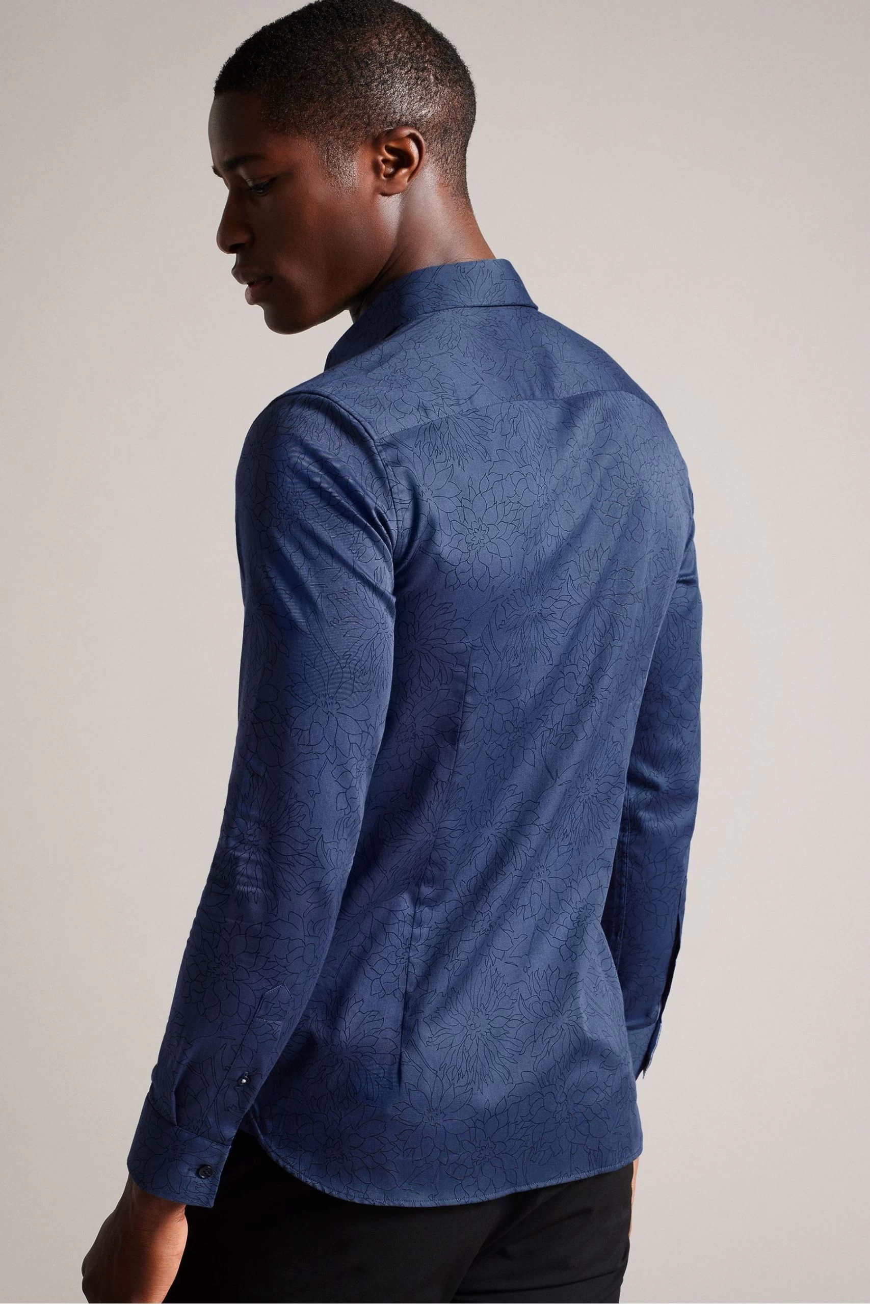 Ted Baker Blue Neale Slim Dense Floral Shirt 4 Ted Baker Blue Neale Slim Dense Floral Shirt - Image 2