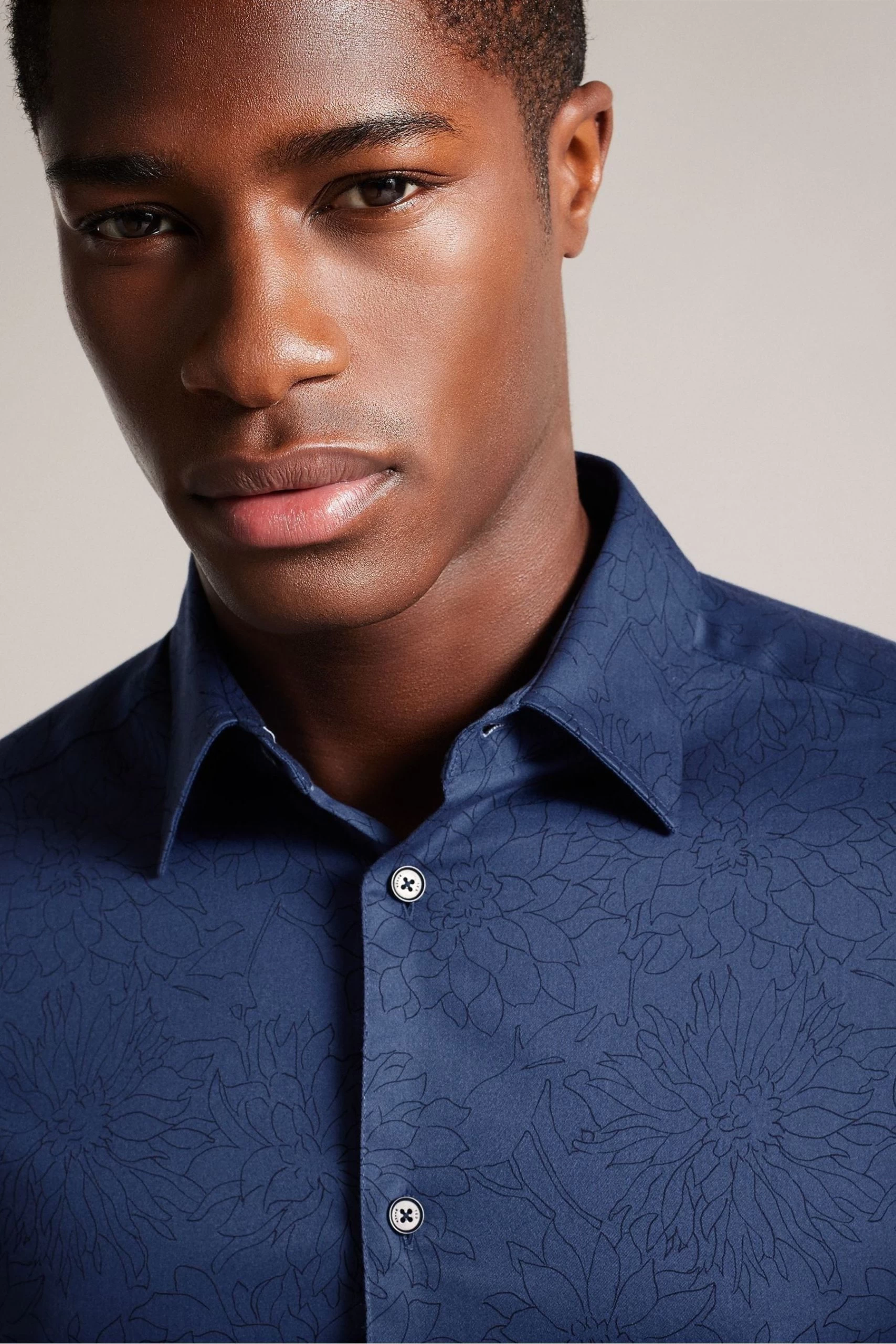 Ted Baker Blue Neale Slim Dense Floral Shirt 6 Ted Baker Blue Neale Slim Dense Floral Shirt - Image 4