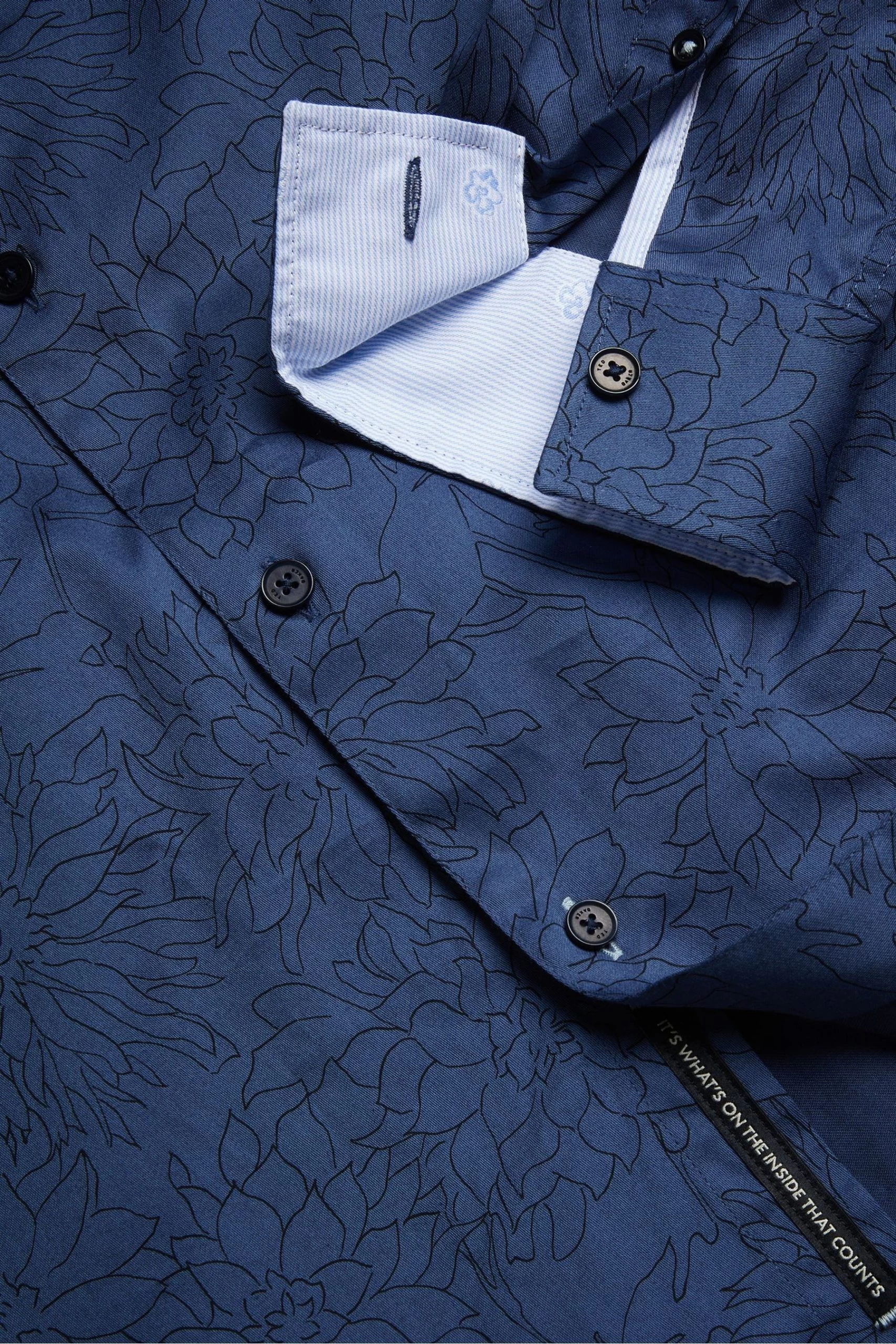 Ted Baker Blue Neale Slim Dense Floral Shirt 8 Ted Baker Blue Neale Slim Dense Floral Shirt - Image 6