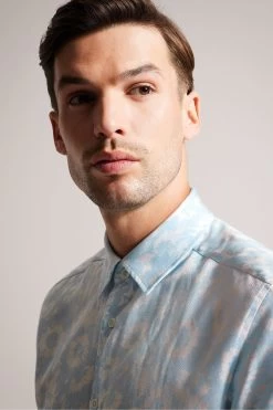 Ted Baker Blue Flaisby Short Sleeved Linen Blend Floral Print Shirt 10 Ted Baker Blue Flaisby Short Sleeved Linen Blend Floral Print Shirt -Ted Baker Shop C66465s4