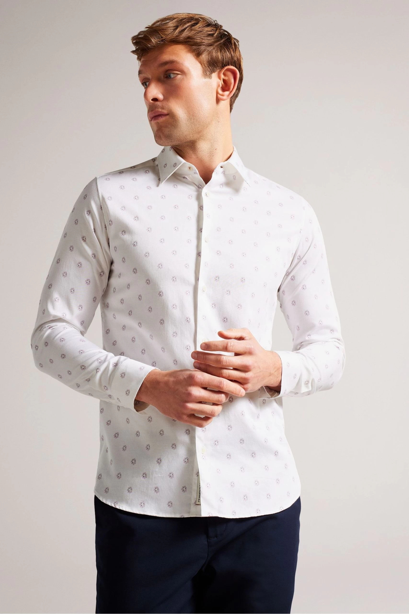 Ted Baker Kyme White Long Sleeve Ditsy Floral Shirt 3 Ted Baker Kyme White Long Sleeve Ditsy Floral Shirt