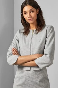 Ted Baker Michah Grey Cropped Textured Jacket