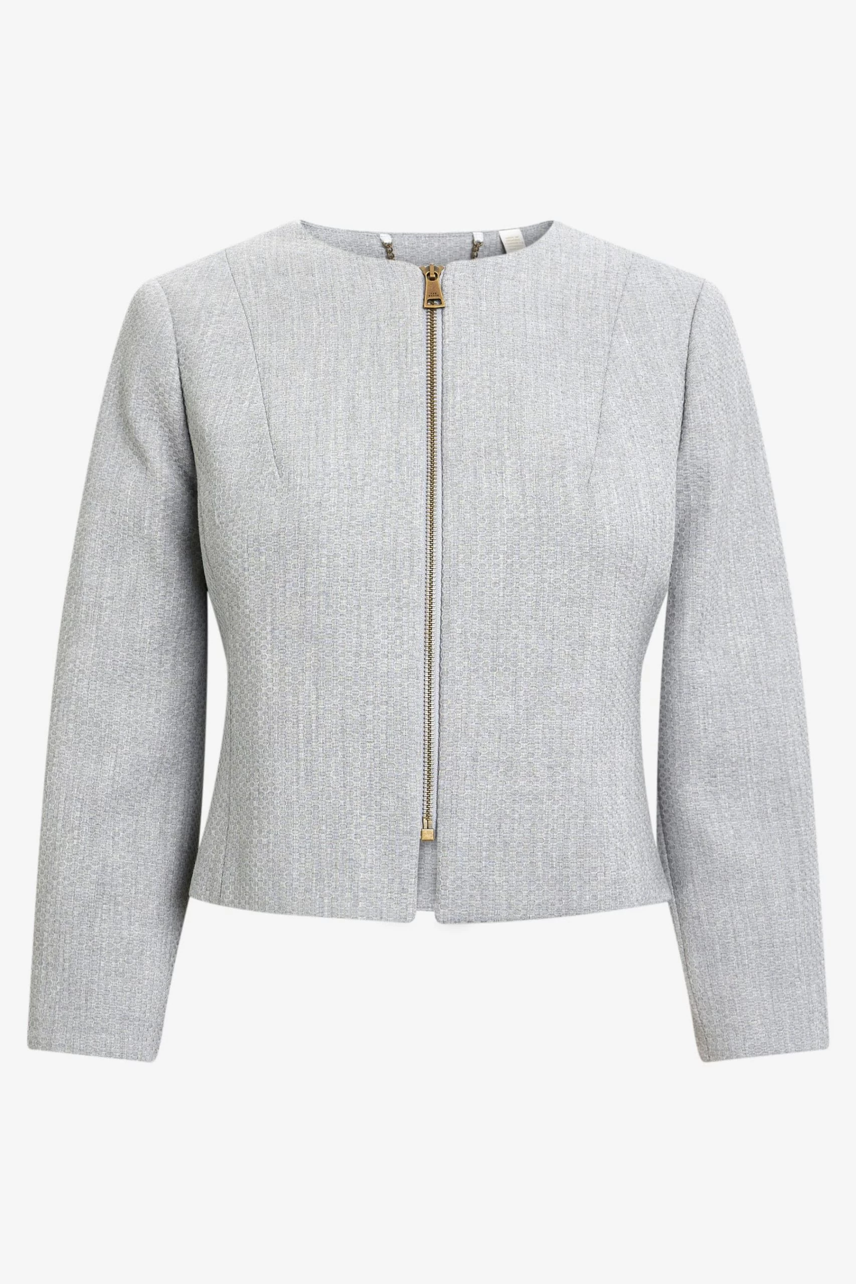 Ted Baker Michah Grey Cropped Textured Jacket 8 Ted Baker Michah Grey Cropped Textured Jacket - Image 6