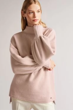 Ted Baker Oversized Dusky Pink Ruby Funnel Neck Sweater