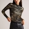 Ted Baker Sofiy Foil Print Mesh Black Top -Ted Baker Shop C83035s