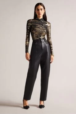 Ted Baker Sofiy Foil Print Mesh Black Top 9 Ted Baker Sofiy Foil Print Mesh Black Top -Ted Baker Shop C83035s3
