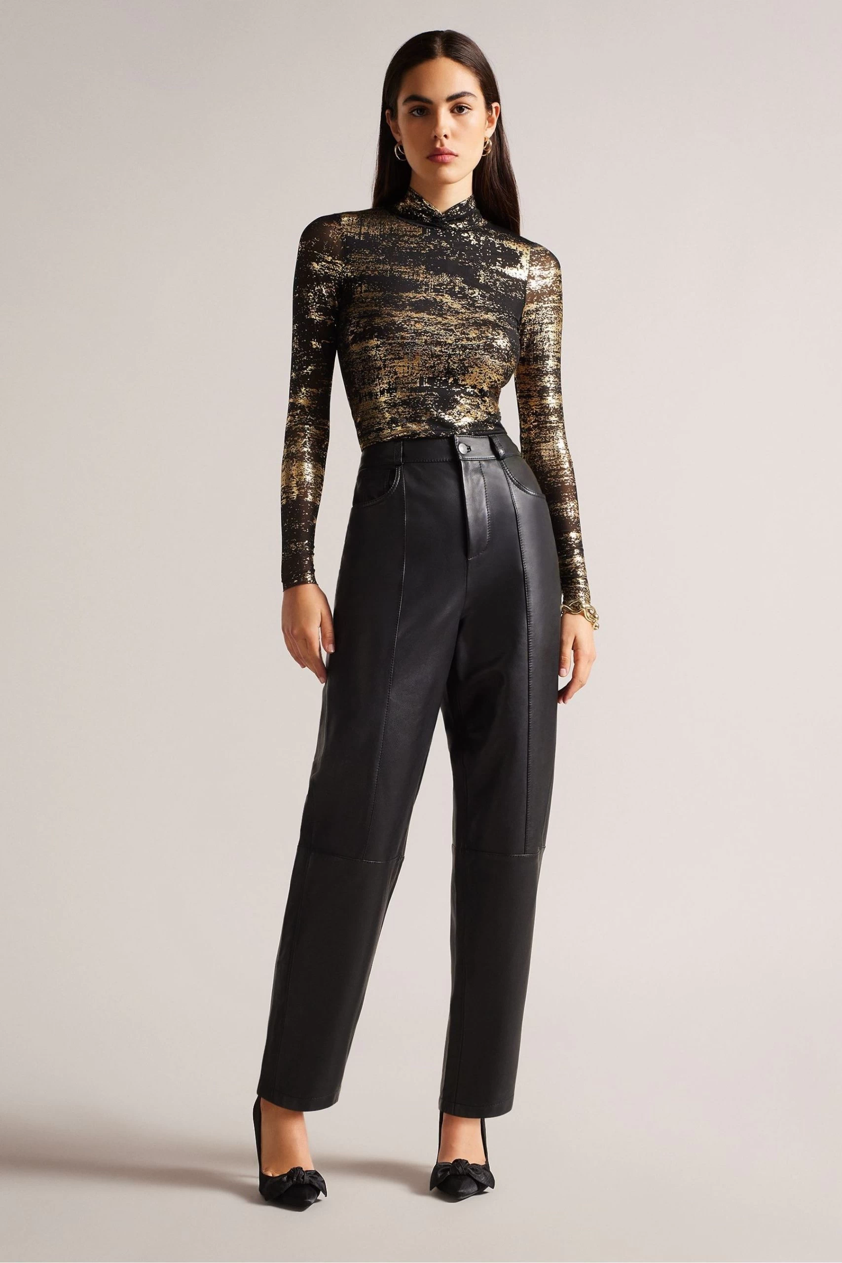 Ted Baker Sofiy Foil Print Mesh Black Top 5 Ted Baker Sofiy Foil Print Mesh Black Top - Image 3