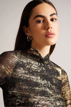 Ted Baker Sofiy Foil Print Mesh Black Top 10 Ted Baker Sofiy Foil Print Mesh Black Top -Ted Baker Shop C83035s4