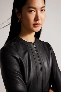 Ted Baker Clarya Black Fitted Panelled Leather Jacket 10 Ted Baker Clarya Black Fitted Panelled Leather Jacket -Ted Baker Shop C83468s4