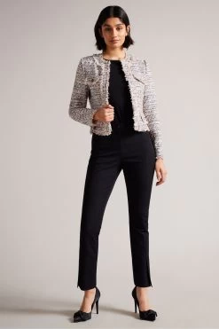 Ted Baker Pink Renata Cropped Boucle Jacket With Fray Detail 12 Ted Baker Pink Renata Cropped Boucle Jacket With Fray Detail -Ted Baker Shop C89726s3