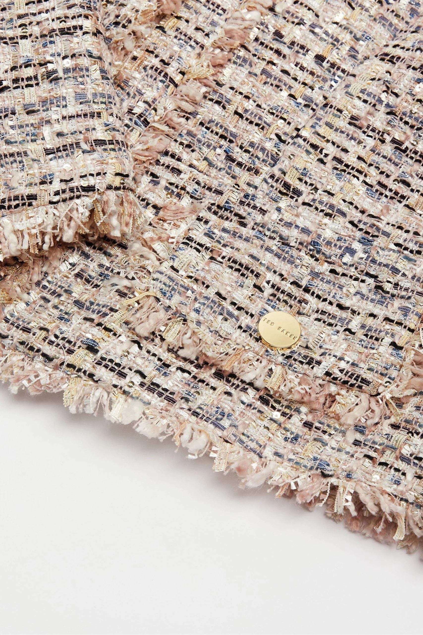 Ted Baker Pink Renata Cropped Boucle Jacket With Fray Detail 8 Ted Baker Pink Renata Cropped Boucle Jacket With Fray Detail - Image 6